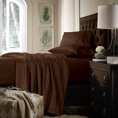 Ensemble de draps en coton 750 fils/cm² à poches extra profondes avec drap plat surdimensionné