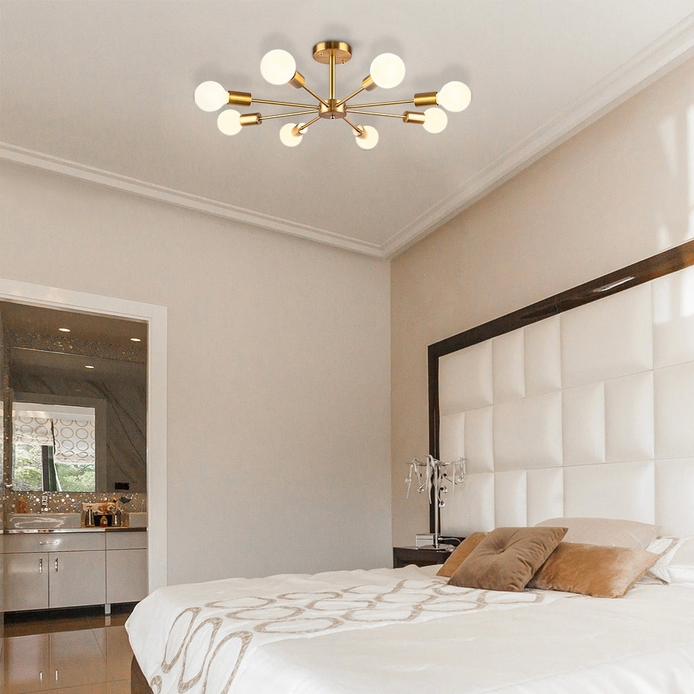 Plafonnier semi-encastré Sputnik noir/doré, idéal pour salon, cuisine, bureau, chambre ou hall d'entrée.