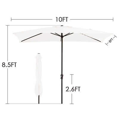 Parasol rectangulaire de terrasse 2,4 x 3 m avec manivelle et inclinaison, résistant aux UV