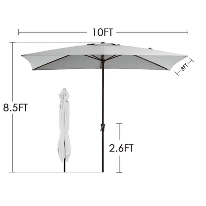 Parasol rectangulaire de terrasse 2,4 x 3 m avec manivelle et inclinaison, résistant aux UV