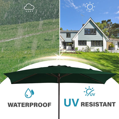 Parasol rectangulaire de terrasse 2,4 x 3 m avec manivelle et inclinaison, résistant aux UV