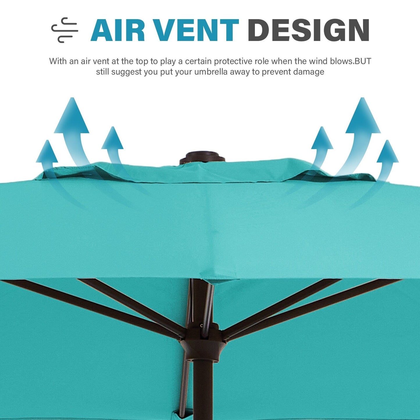 Parasol rectangulaire de terrasse 2,4 x 3 m avec manivelle et inclinaison, résistant aux UV