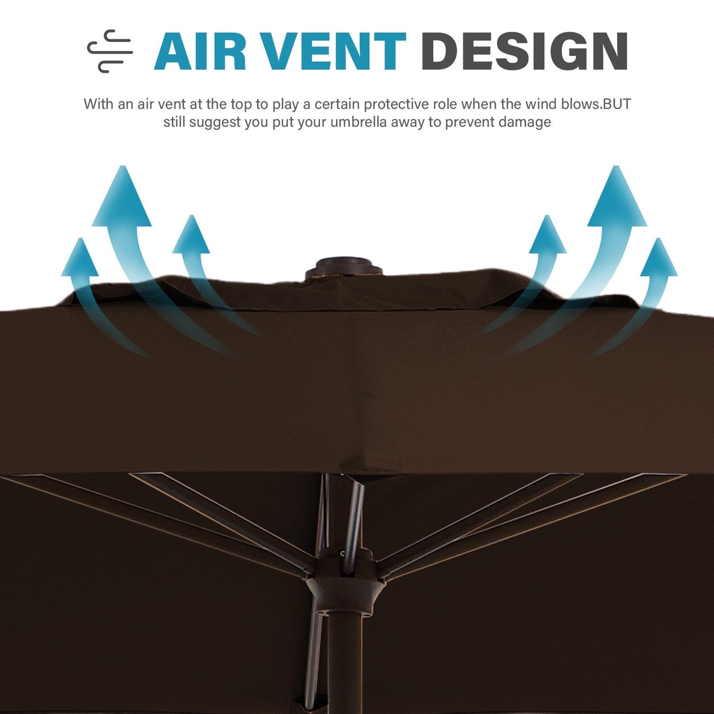 Parasol rectangulaire de terrasse 2,4 x 3 m avec manivelle et inclinaison, résistant aux UV