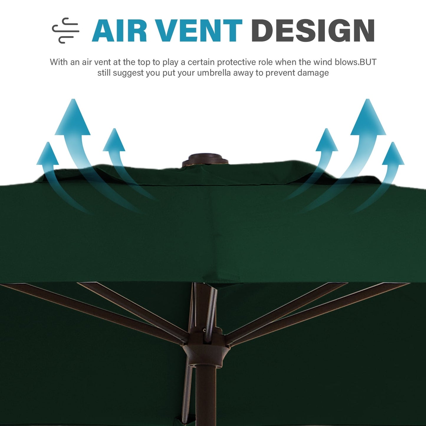 Parasol rectangulaire de terrasse 2,4 x 3 m avec manivelle et inclinaison, résistant aux UV
