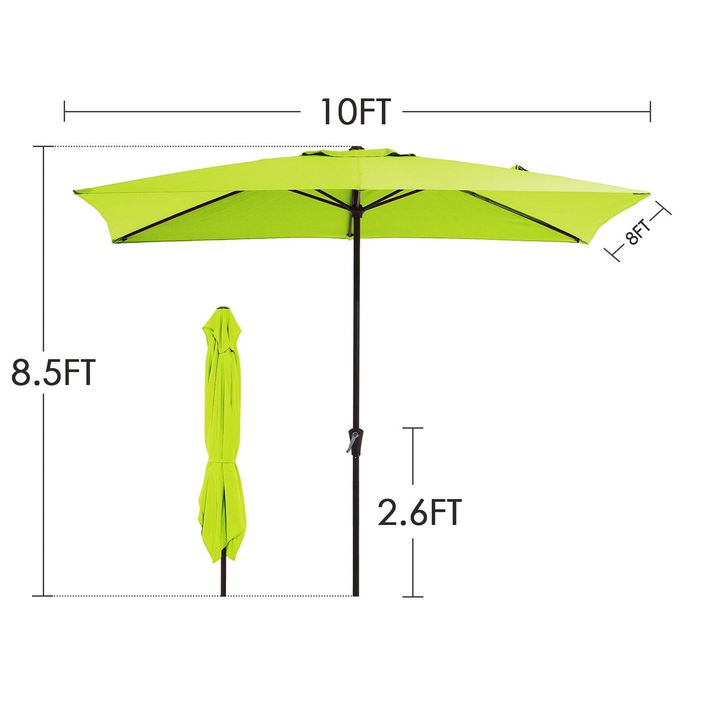 Parasol rectangulaire de terrasse 2,4 x 3 m avec manivelle et inclinaison, résistant aux UV