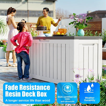 Coffre de rangement extérieur en résine verrouillable pour terrasse