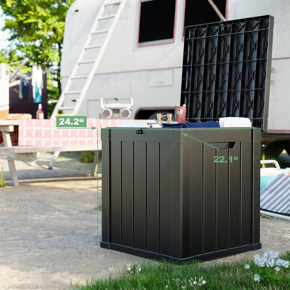 Coffre de rangement extérieur en résine verrouillable pour terrasse