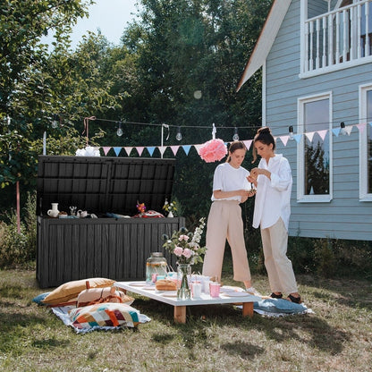 Coffre de rangement extérieur en résine verrouillable pour terrasse