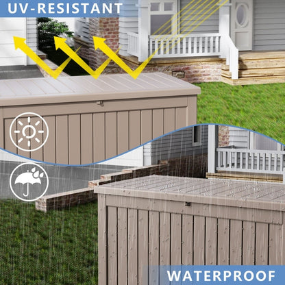 Coffre de rangement extérieur en résine verrouillable pour terrasse