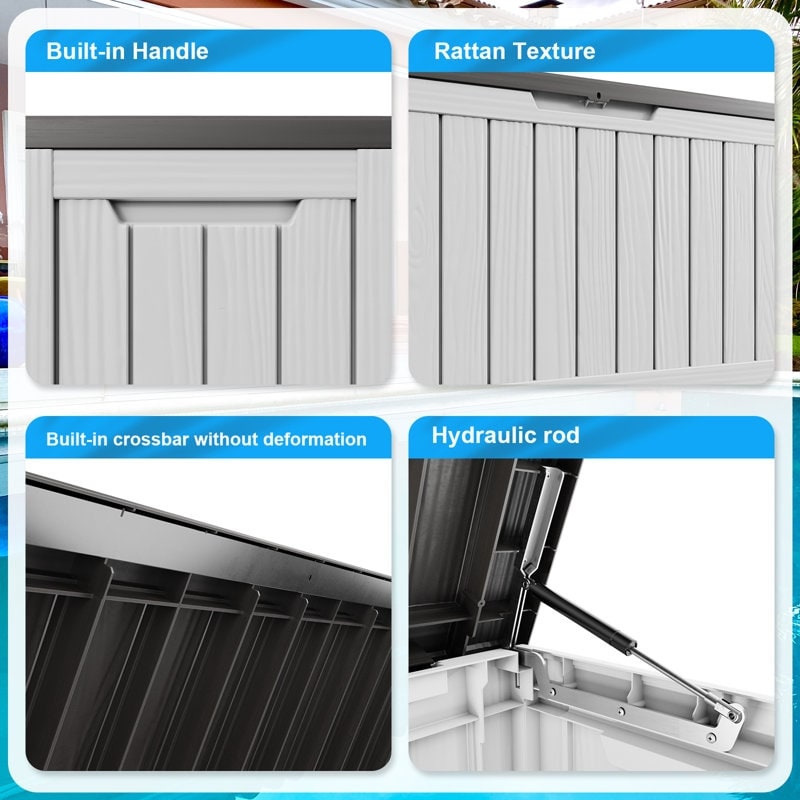 Coffre de rangement extérieur en résine verrouillable pour terrasse