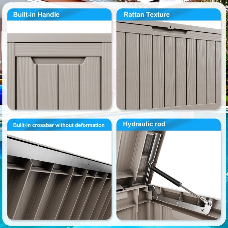 Coffre de rangement extérieur en résine verrouillable pour terrasse