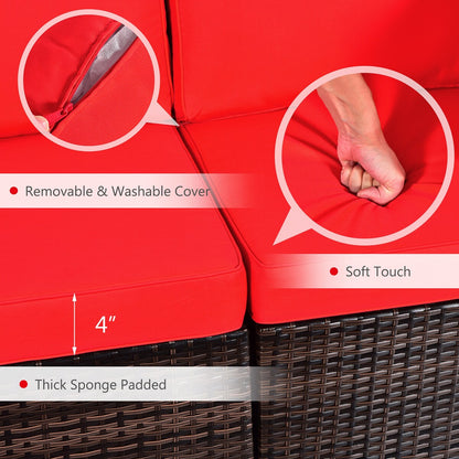 Ensemble de meubles de patio en rotin 8 pièces, table de foyer, support de réservoir, housse de pont