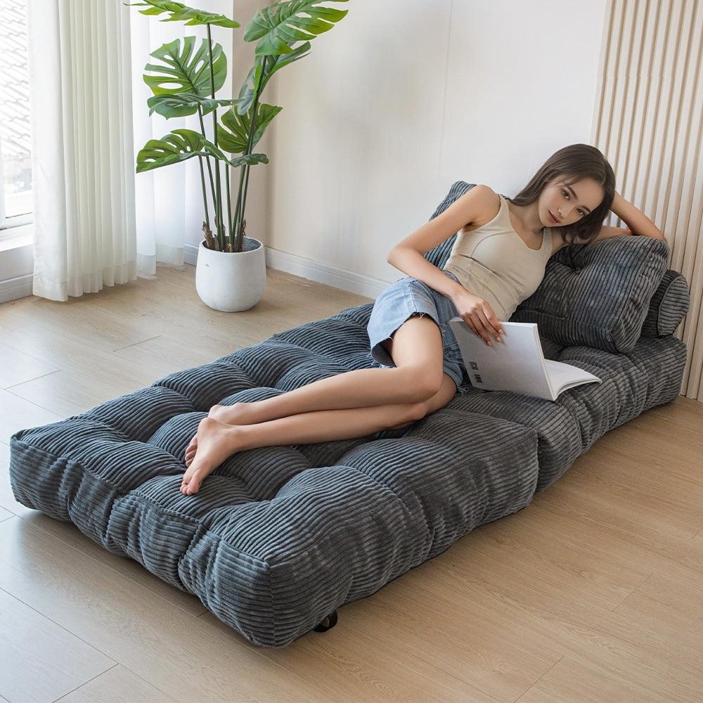 Canapé-lit pliant en velours côtelé 8 places, simple