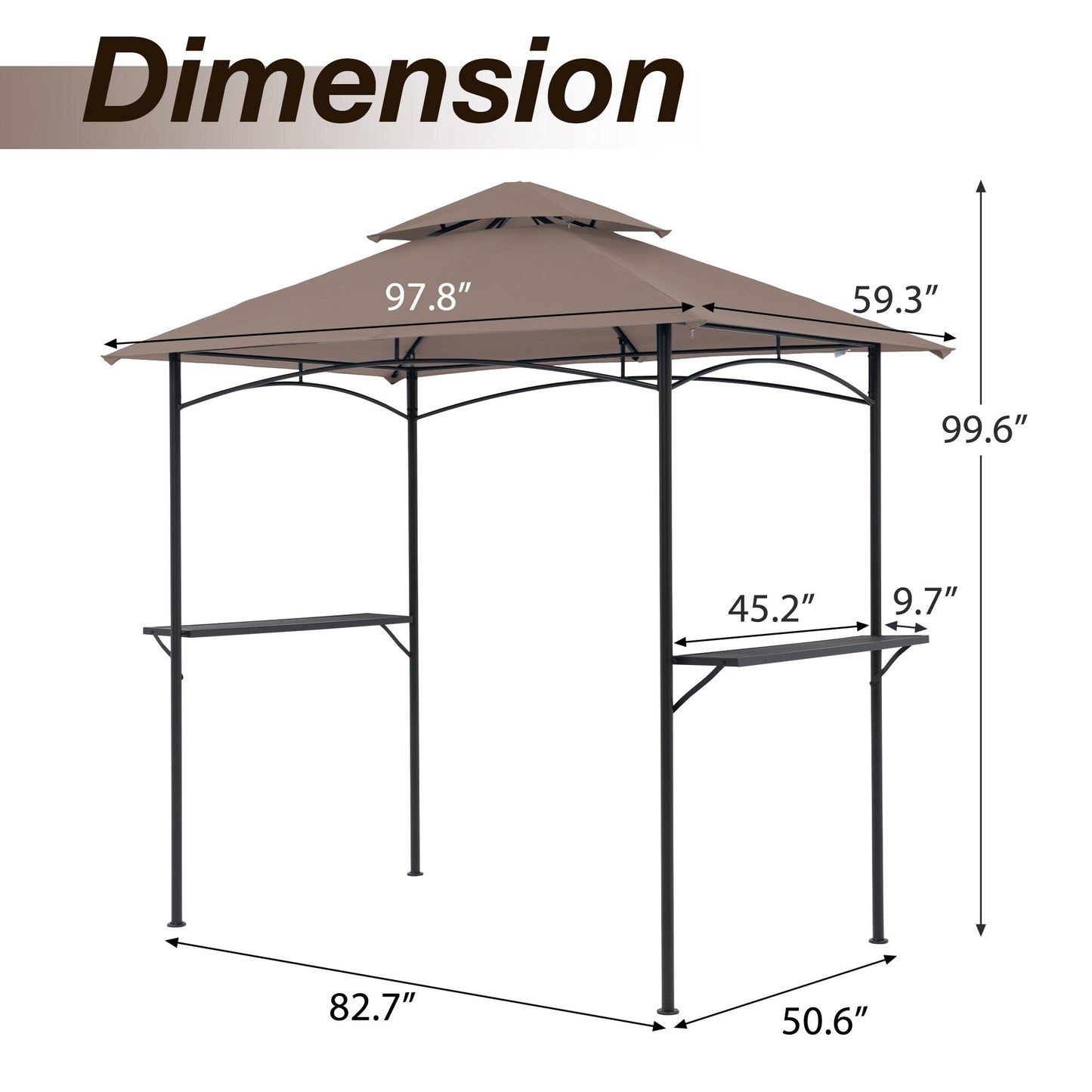 Gazebo extérieur étanche à la pluie pour barbecue, avec double paroi ventilée, 2,4 m x 1,5 m