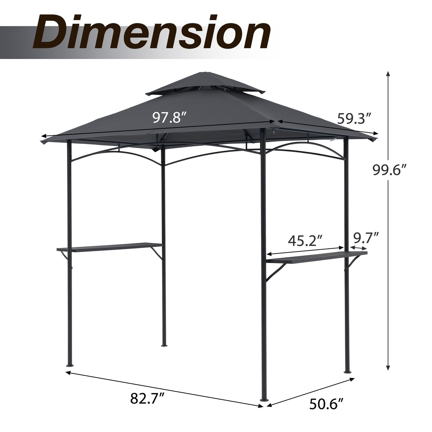 Gazebo extérieur étanche à la pluie pour barbecue, avec double paroi ventilée, 2,4 m x 1,5 m