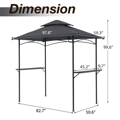 Gazebo extérieur étanche à la pluie pour barbecue, avec double paroi ventilée, 2,4 m x 1,5 m