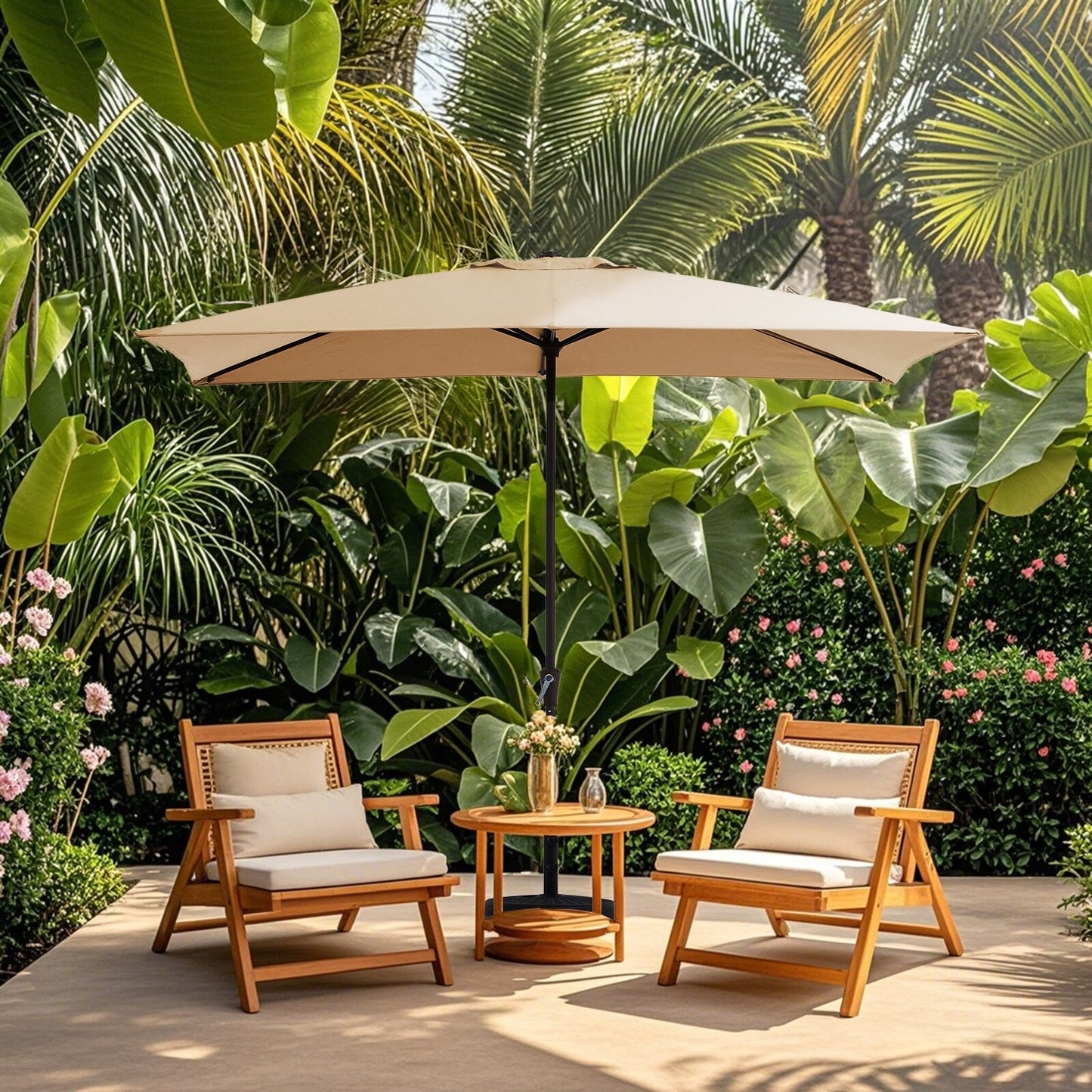 Parasol rectangulaire de terrasse 2,4 x 3 m avec manivelle et inclinaison, résistant aux UV
