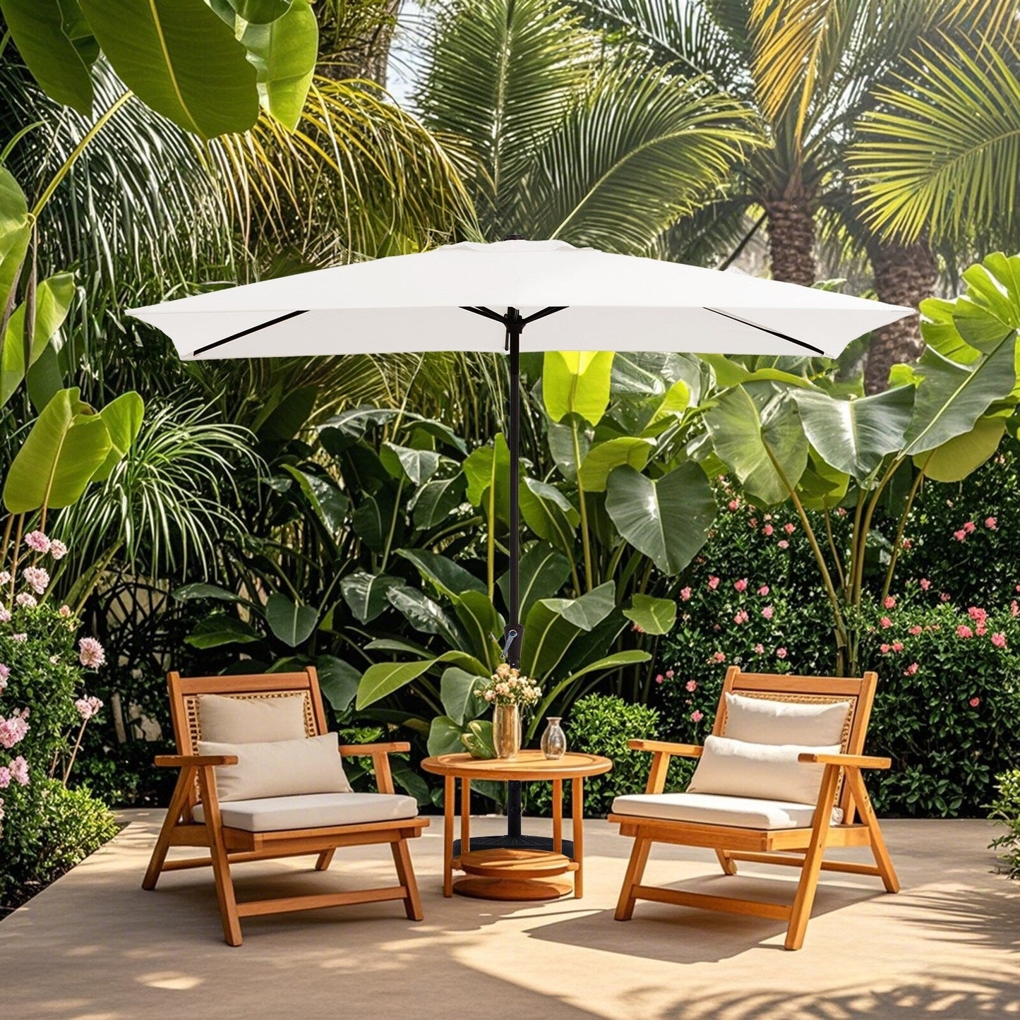 Parasol rectangulaire de terrasse 2,4 x 3 m avec manivelle et inclinaison, résistant aux UV