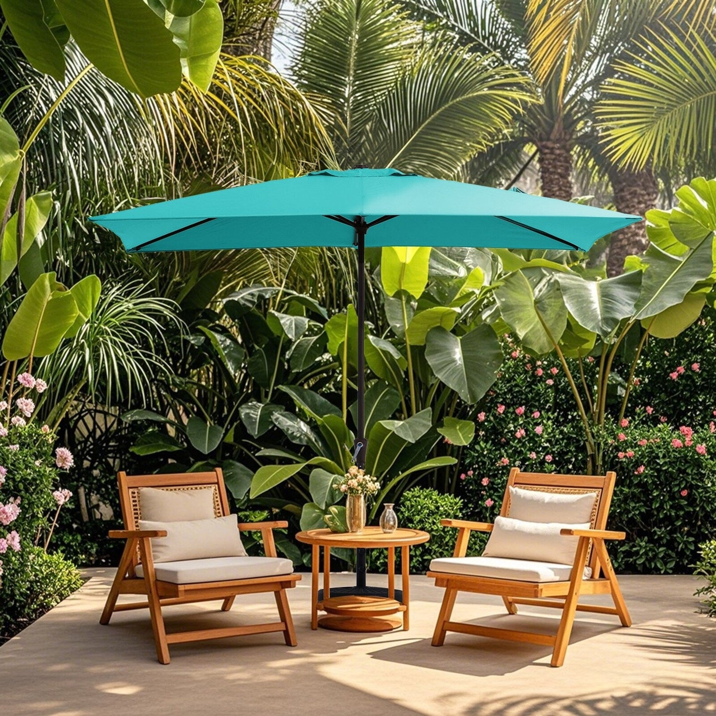 Parasol rectangulaire de terrasse 2,4 x 3 m avec manivelle et inclinaison, résistant aux UV