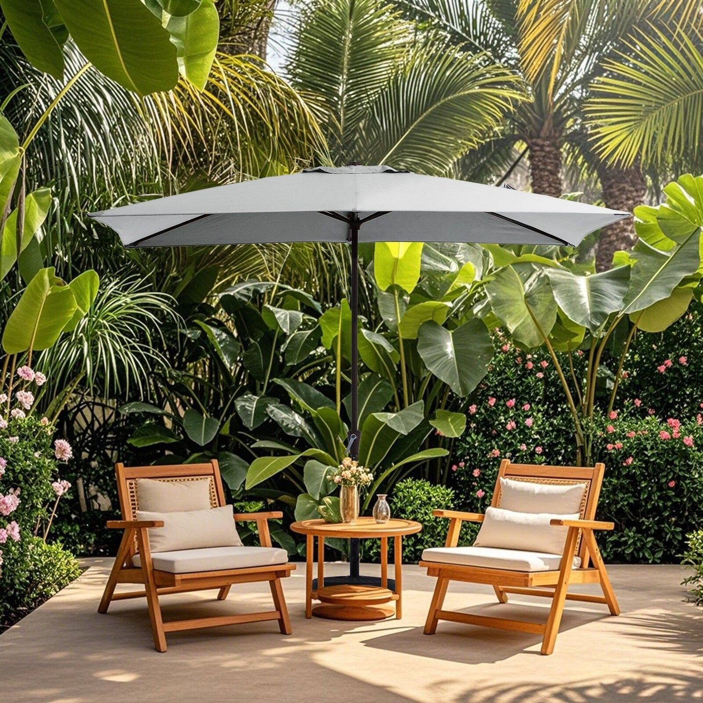Parasol rectangulaire de terrasse 2,4 x 3 m avec manivelle et inclinaison, résistant aux UV