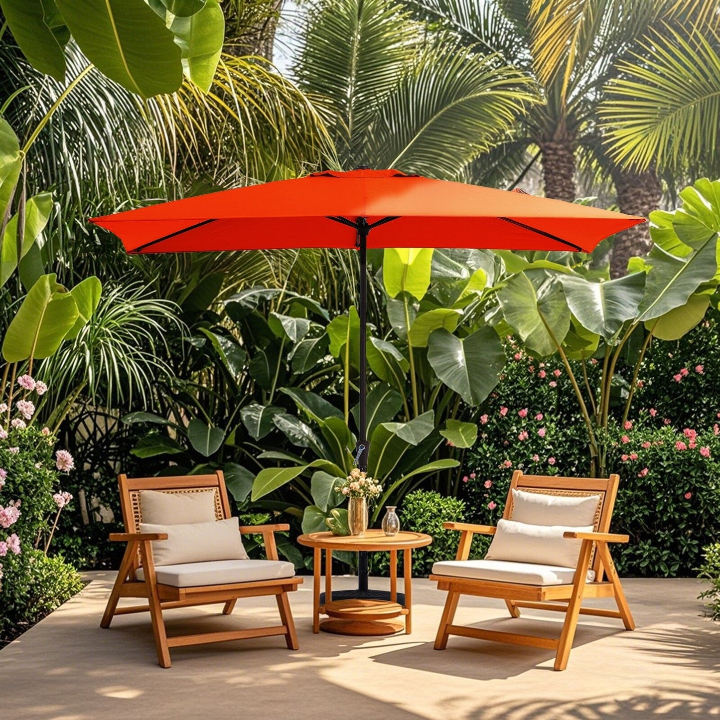 Parasol rectangulaire de terrasse 2,4 x 3 m avec manivelle et inclinaison, résistant aux UV