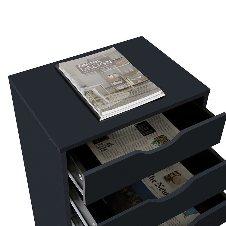 Meuble étroit en bois à 9 tiroirs avec glissières en douceur et étagère de rangement supérieure