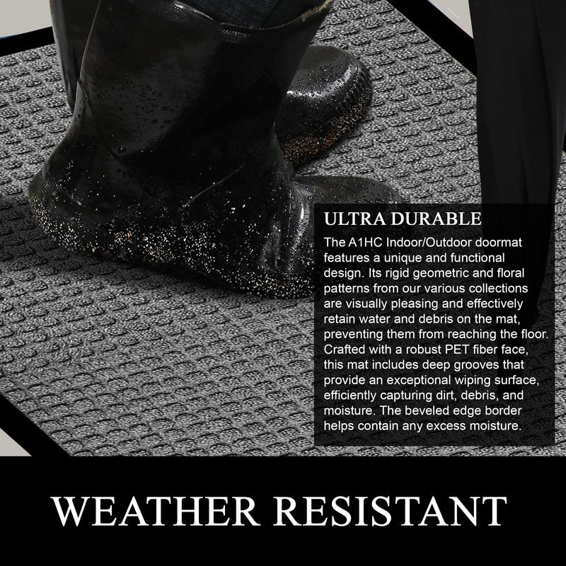 Tapis de porte A1HC neuf, durable et polyvalent, en caoutchouc polypropylène, pour usage intérieur et extérieur, toutes saisons.