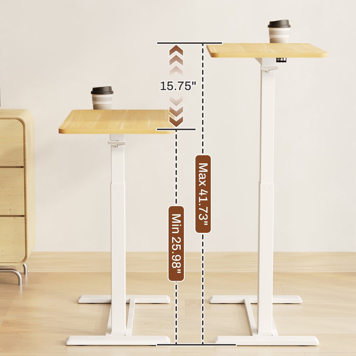 Table d'ordinateur portable mobile FunniHomi 28/32, réglable en hauteur, avec roulettes, blanc/noir, pour lit et canapé