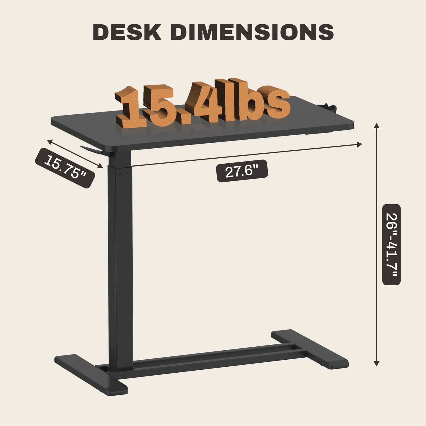 Table d'ordinateur portable mobile FunniHomi 28/32, réglable en hauteur, avec roulettes, blanc/noir, pour lit et canapé