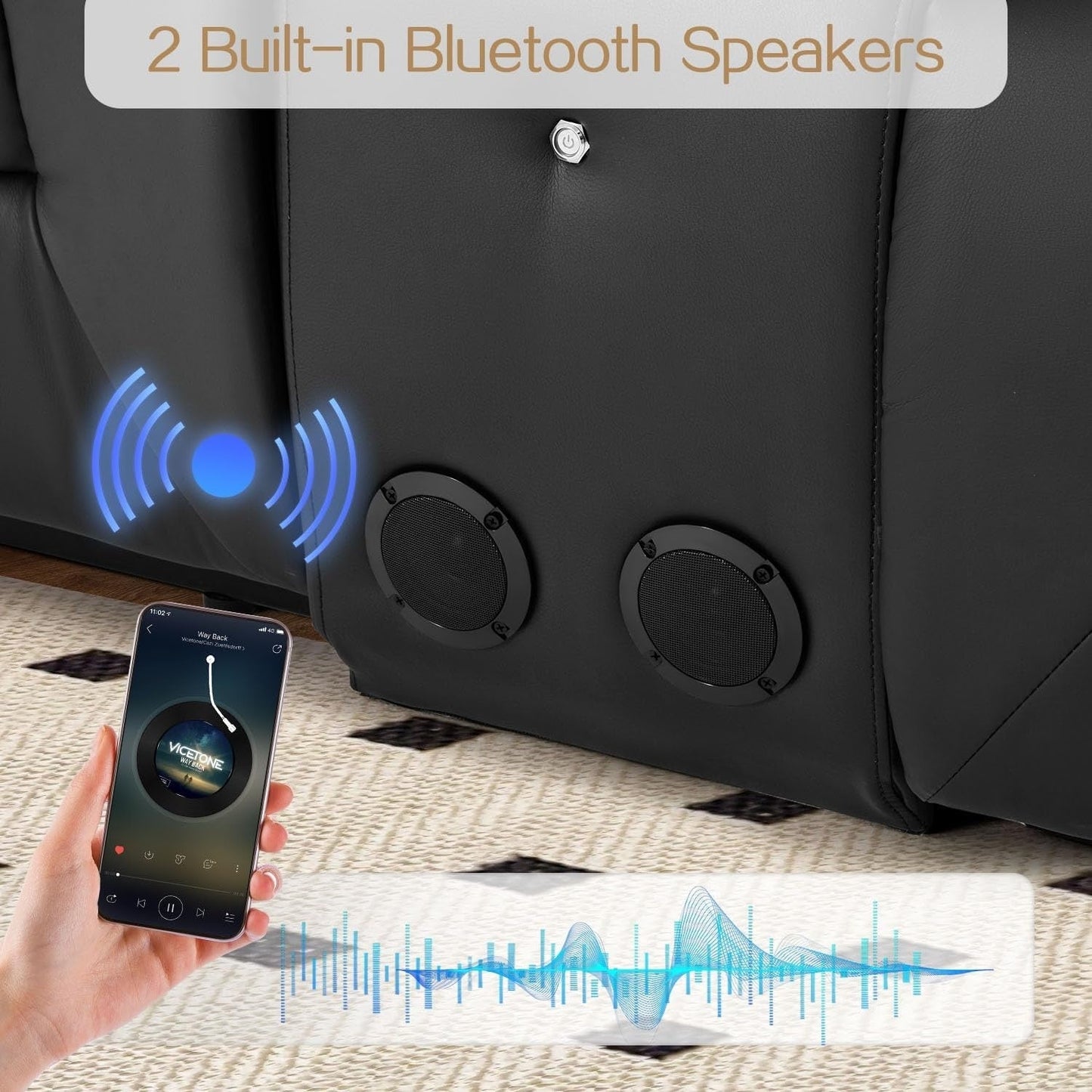 Canapé inclinable manuel AECOJOY pour camping-car, siège de cinéma maison en polyuréthane avec console