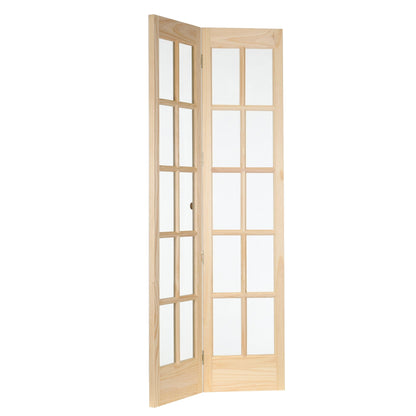 Porte pliante traditionnelle en pin brut AWC de 30 pouces avec verre divisé