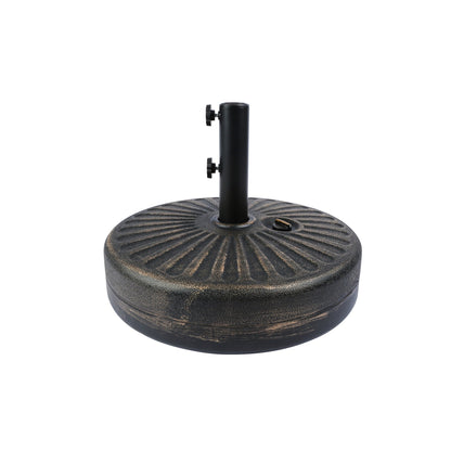 Parasol de terrasse Lopes de 2,74 m (9 pi) avec pied et support lestés finition bronze inclus