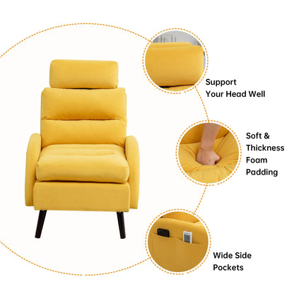 Fauteuil lounge HOMYKA avec dossier réglable et pouf de rangement