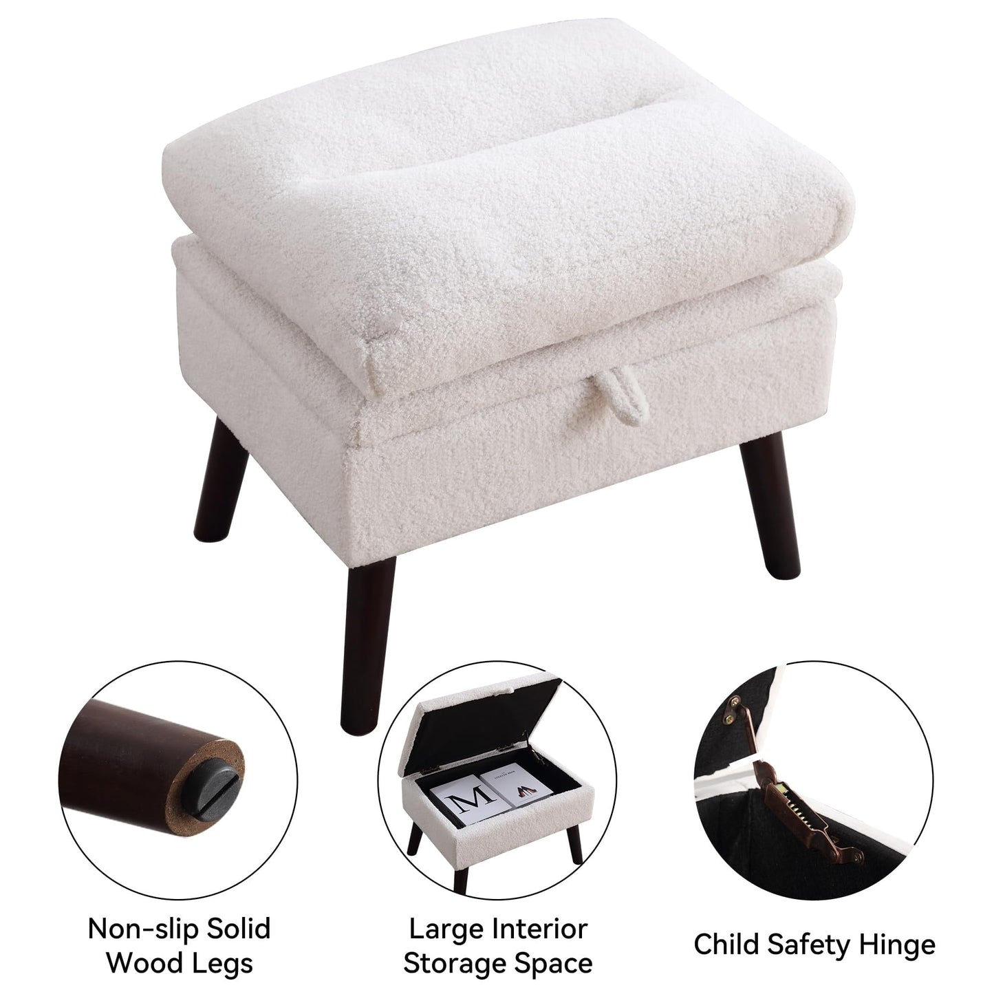 Fauteuil lounge HOMYKA avec dossier réglable et pouf de rangement