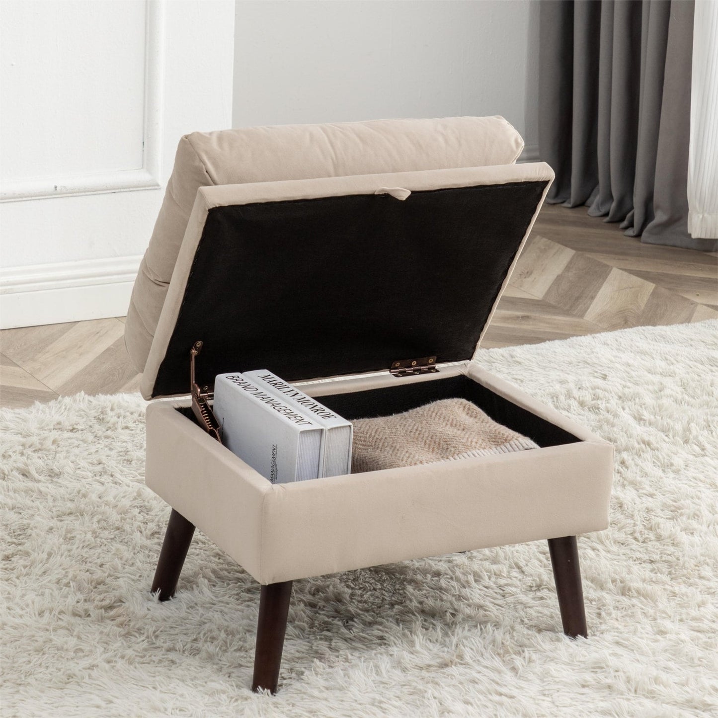 Fauteuil lounge HOMYKA avec dossier réglable et pouf de rangement