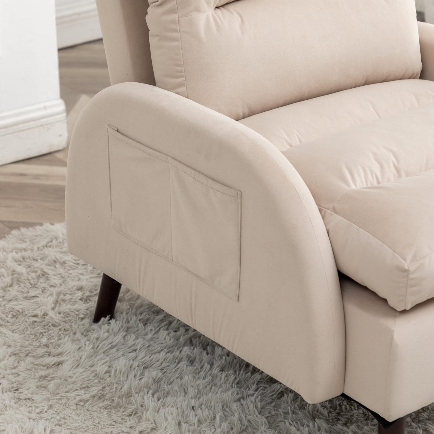 Fauteuil lounge HOMYKA avec dossier réglable et pouf de rangement