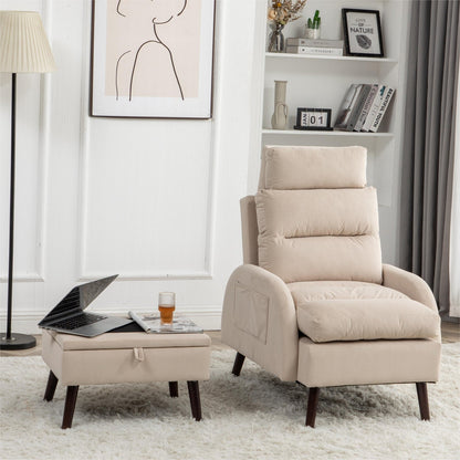 Fauteuil lounge HOMYKA avec dossier réglable et pouf de rangement