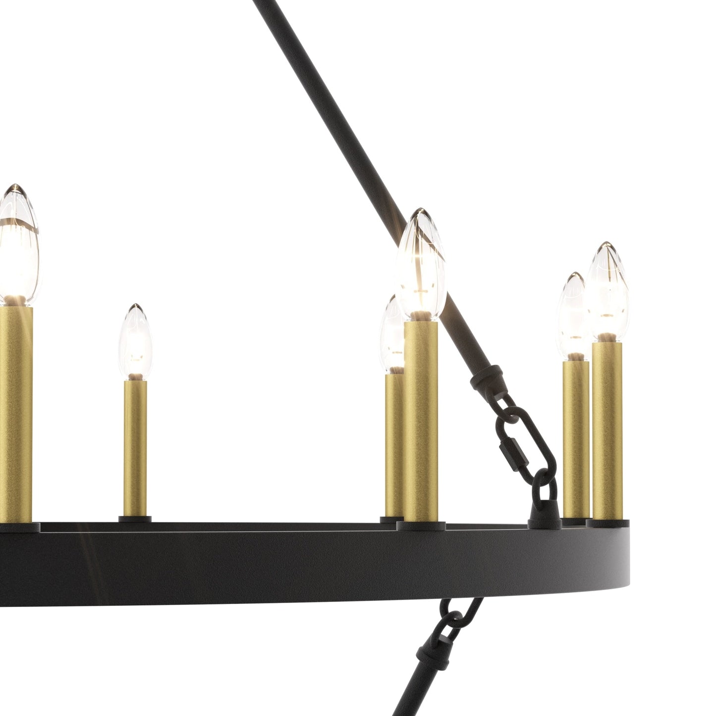 Lustre rond en forme de roue de chariot de style ferme moderne Acroma à 20 lumières de 40 po avec UL