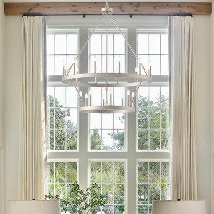 Lustre rond en forme de roue de chariot de style ferme moderne Acroma à 20 lumières de 40 po avec UL