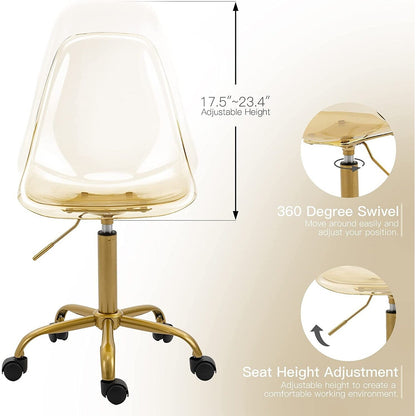 Chaise de bureau pivotante en acrylique à hauteur réglable sans accoudoirs
