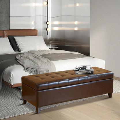 Banc ottoman de rangement en cuir reconstitué Adeco 50