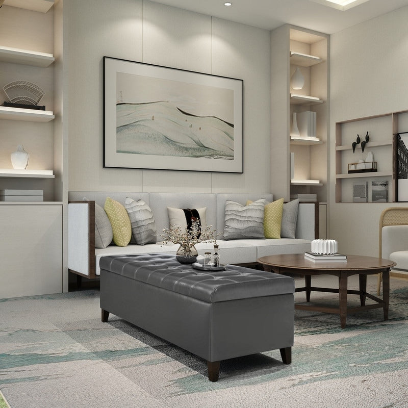 Banc ottoman de rangement en cuir reconstitué Adeco 50