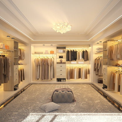 Organisateur de placard ajustable Rackcog 120'' avec tiroirs, système de placard avec étagères à monter soi-même pour placards et dressings