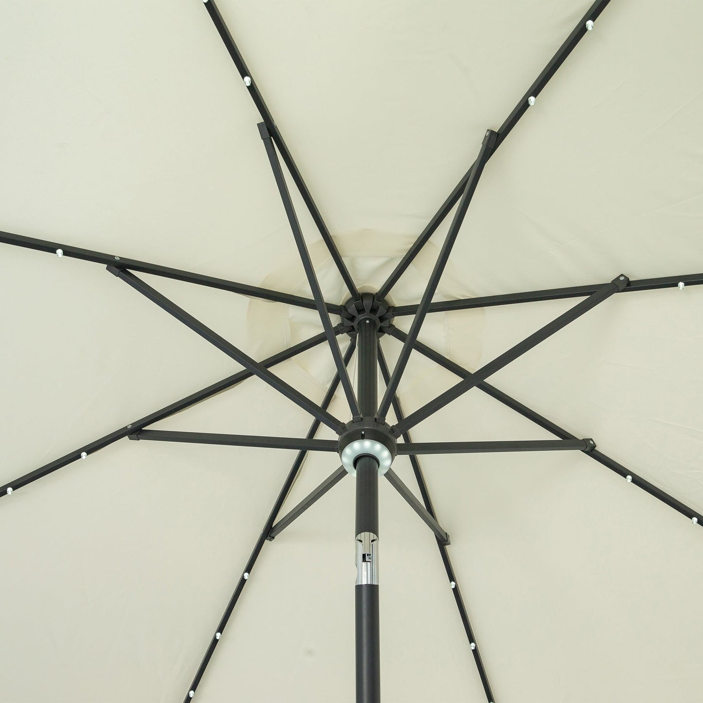 Parasol de terrasse Ainfox de 3 m avec éclairage, parasol solaire d'extérieur sans pied