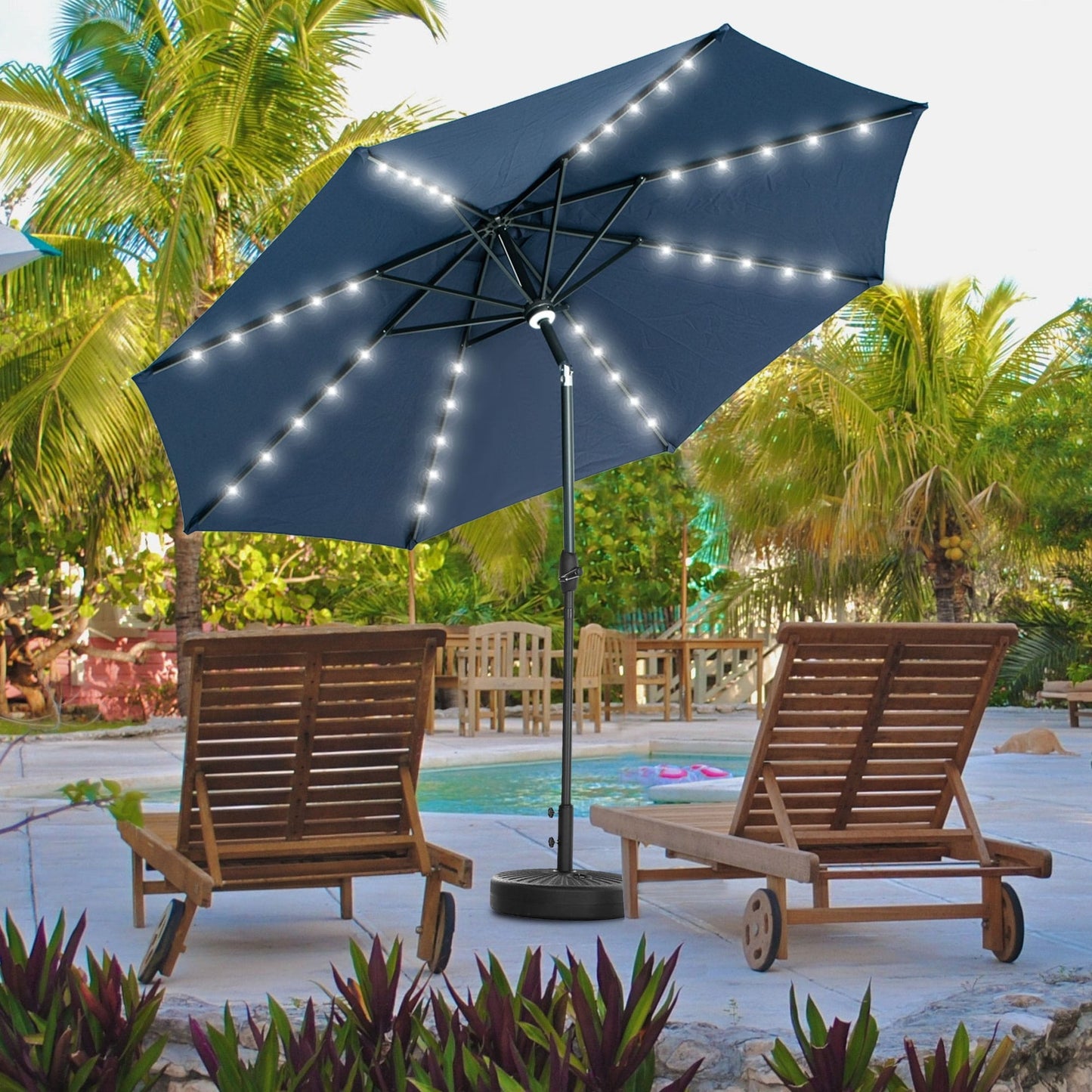 Parasol de terrasse Ainfox de 3 m avec éclairage, parasol solaire d'extérieur sans pied