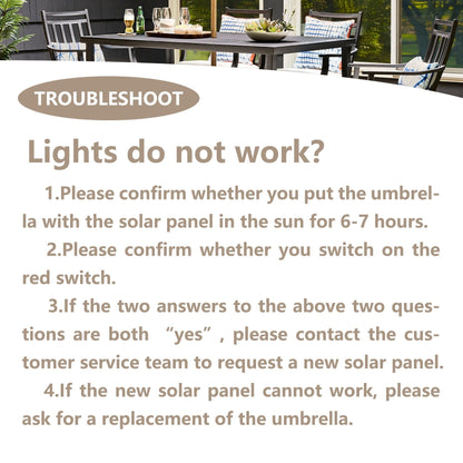 Parasol de terrasse Ainfox de 3 m avec éclairage, parasol solaire d'extérieur sans pied