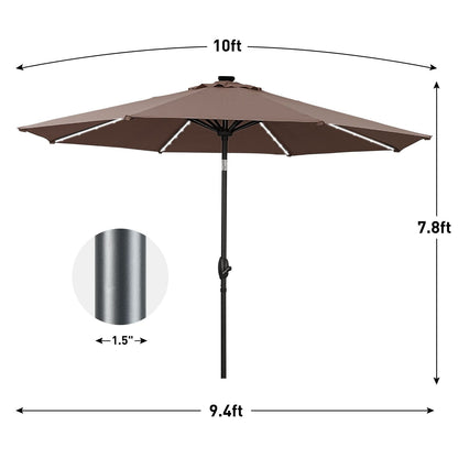 Parasol de terrasse Ainfox de 3 m avec éclairage, parasol solaire d'extérieur sans pied