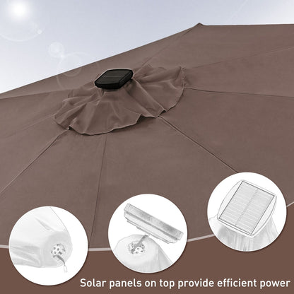 Parasol de terrasse Ainfox de 3 m avec éclairage, parasol solaire d'extérieur sans pied