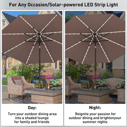 Parasol de terrasse Ainfox de 3 m avec éclairage, parasol solaire d'extérieur sans pied