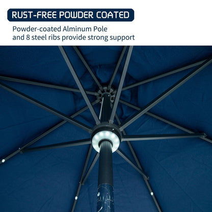 Parasol de terrasse Ainfox de 3 m avec éclairage, parasol solaire d'extérieur sans pied